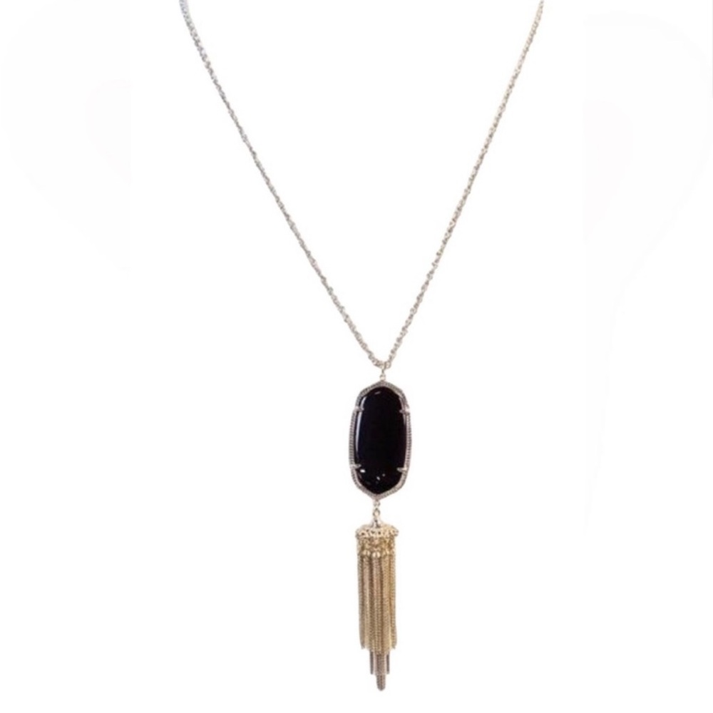 Kendra Scott Rayne Long Black and Gold Tassel Necklace
